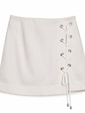 Rebecca Minkoff White Lace-Up Skort Size 2 High Waist Y2K Mini Skirt